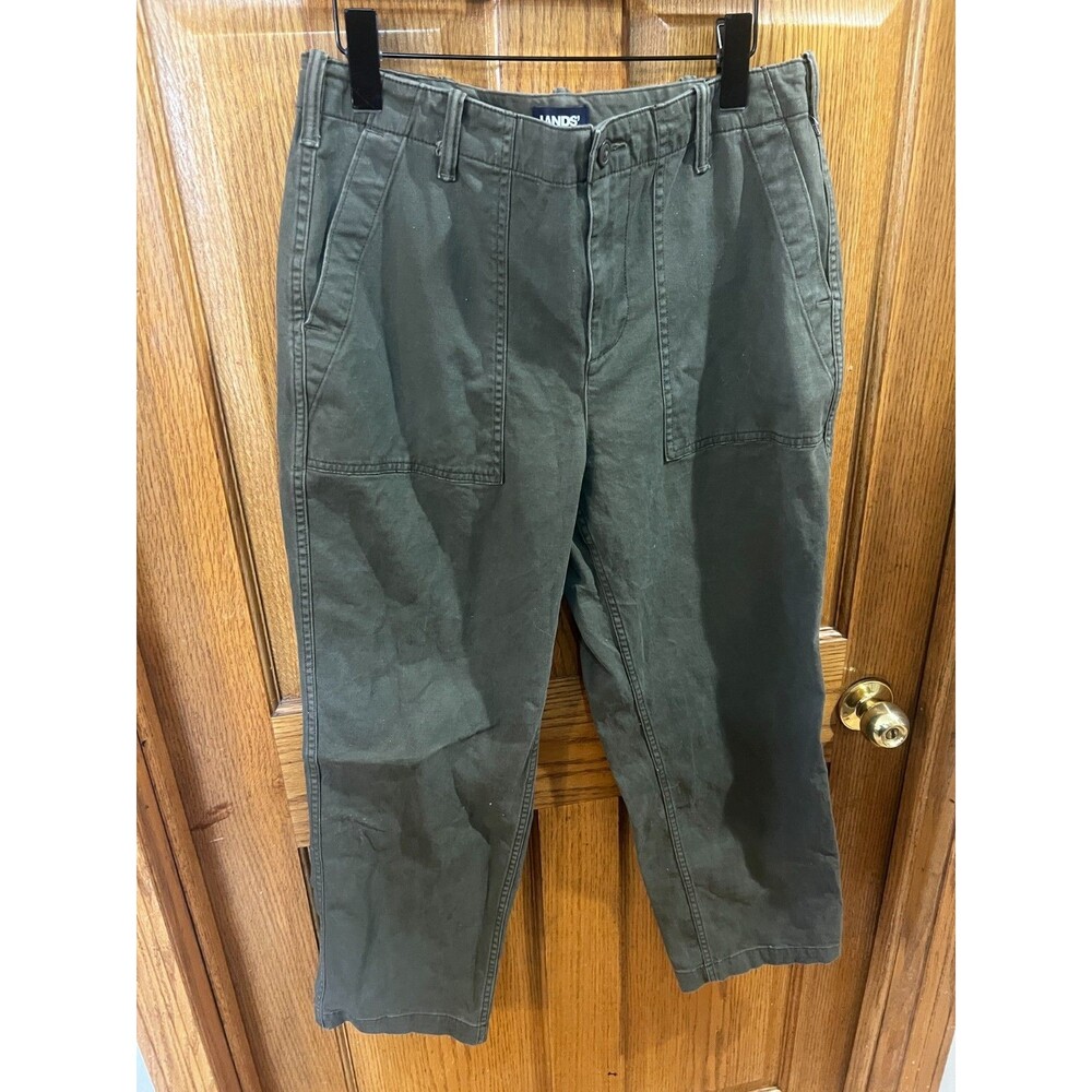 Lands’ End Cargo Flat Front Pants Woman’s size 14 Petite Olive Green